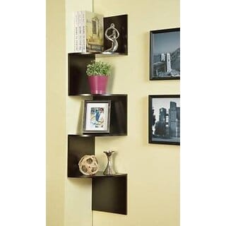 Onlinecraft Wooden Wall Self Wooden Wall Shelf (Number Of Shelves - 9, Black)