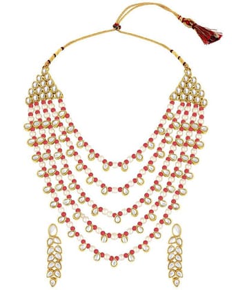 Spargz Alloy Golden Opera Traditional Gold Plated Necklaces Set