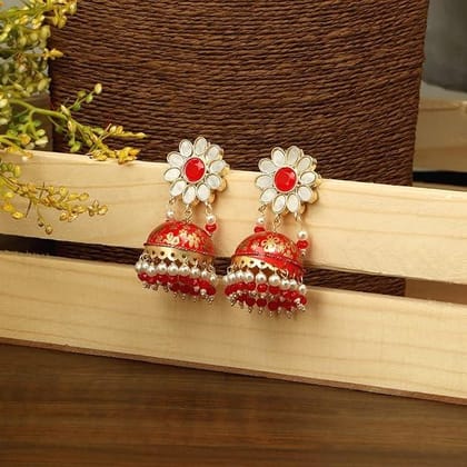 Gold-Toned Floral Jhumkas Earrings
