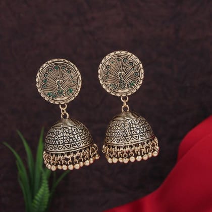 Antique Gold/Silver Plated Multicoloured Jhumki Earring- AER 3184
