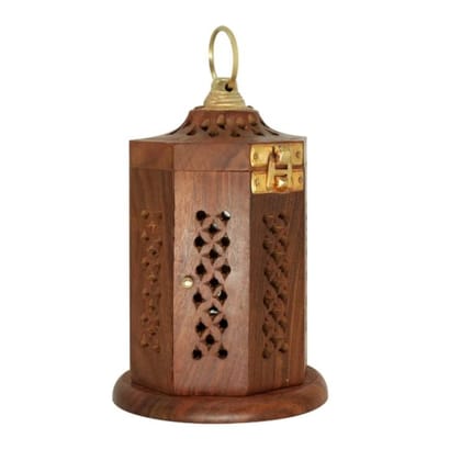 Sogra Loban Dani Handmade Teakwood Wooden Dhoop Hexagonal Box