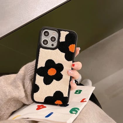 Orange Black Winter Fur Fabric Plush iPhone Silicone Case-iPhone 14 Pro Max