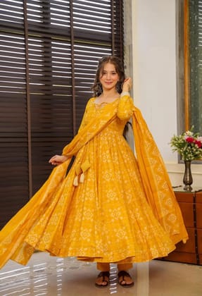 Printed Cotton kurta Set With dupatta-S