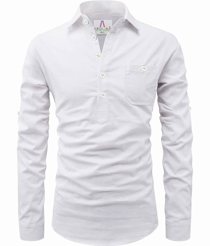 Apektra Peach Cotton Men's Shirt Style Kurta ( Pack of 1 )