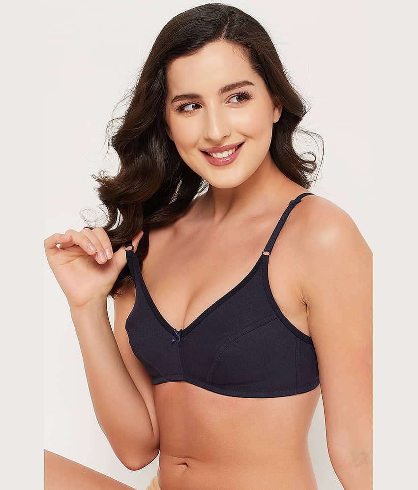 Clovia Cotton Blend Non Padded Women's Plunge Bra ( Navy Blue )
