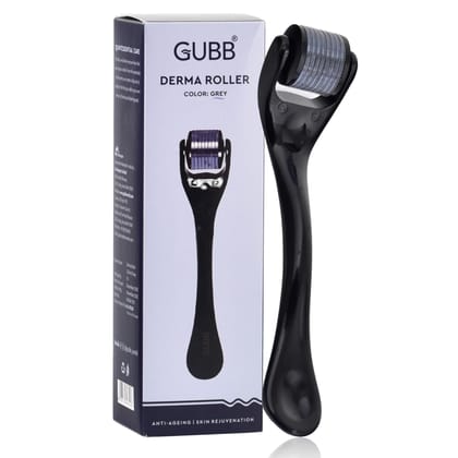 GUBB Derma Roller For Face Acne Scars, Skin Ageing & Hair Regrowth - Reduces Hair Fall | Stimulates Hair Follicles | Suitable for Beard Also | Safe & Effective - Grey