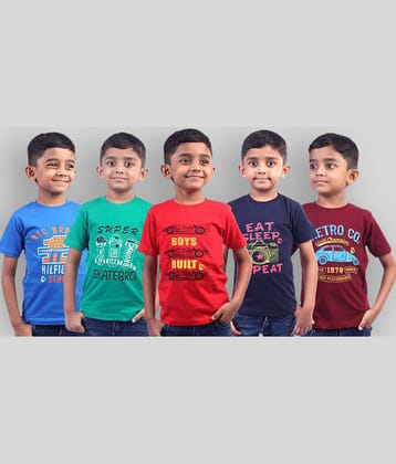 Soft Apparels Pack of 5 Baby Boy,Baby Girl 100% Cotton T Shirts ( Multi )