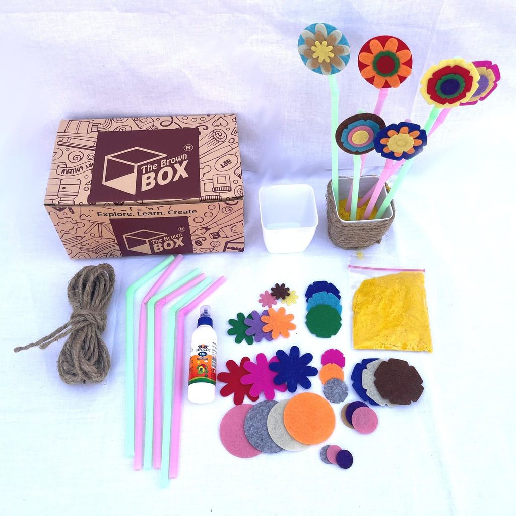 The brown box-Flower Making Kit, Art and Craft Kit, DIY Kit, Hobby Kit, Felt Flower Cutouts. - Toys and Games | Buy online on ZillyBuy