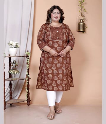 Avnii Women Cotton Printed Straight Kurti ( Maroon )