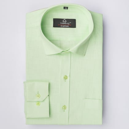 Green COLOR LINEN COTTON SHIRT FOR MEN-M (38 Inch) (98 CM) / Full
