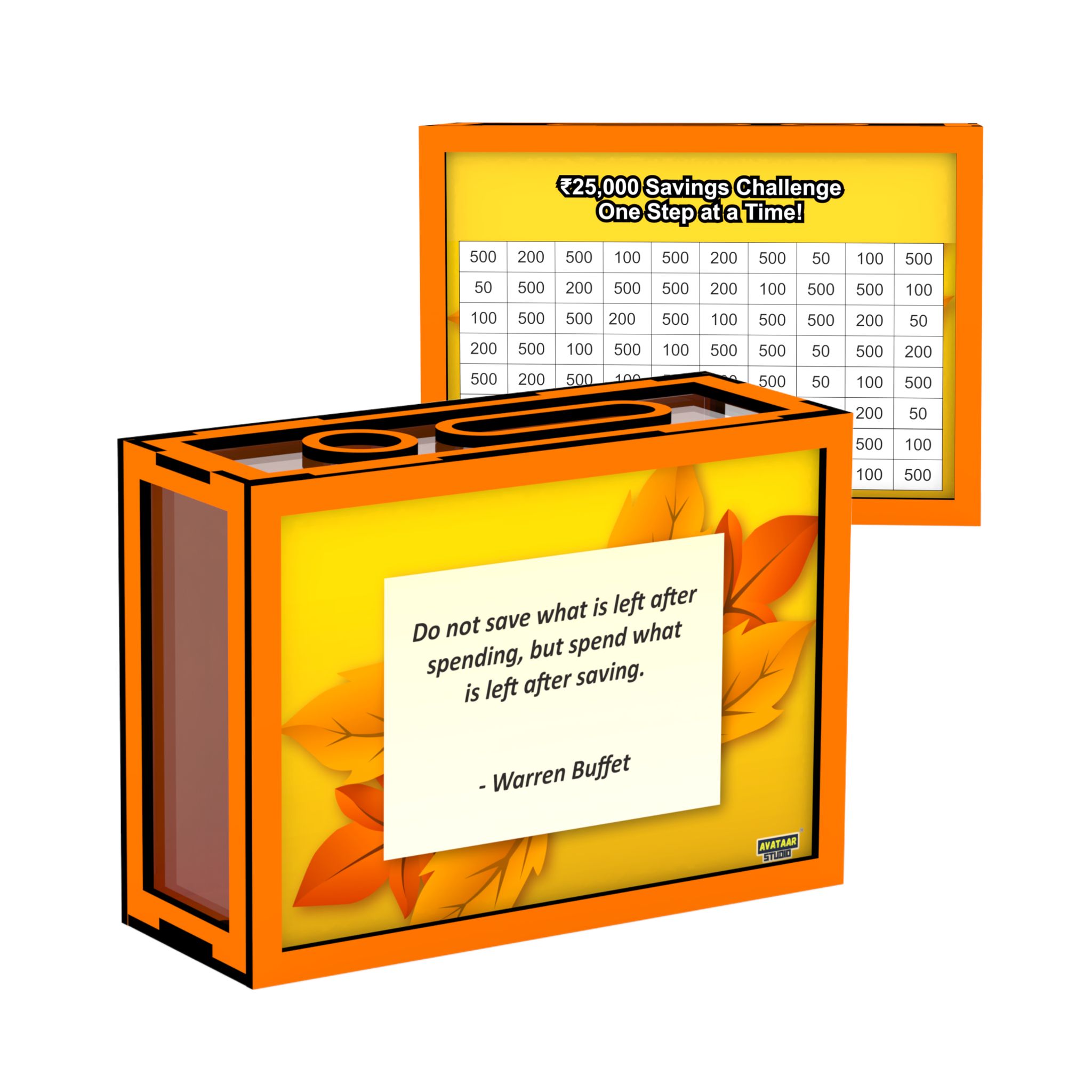 Wooden Money Saving Box for Adults & Kids – Target ₹1,00,000 | Colorful Coin Bank with Number Tracker & Transparent Sides | Piggy Bank, Savings Box Gift Idea (Design 3)-MEDIUM