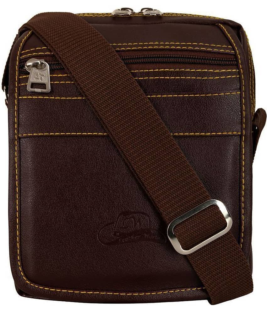 Leather World - Navy Blue Solid Messenger Bags