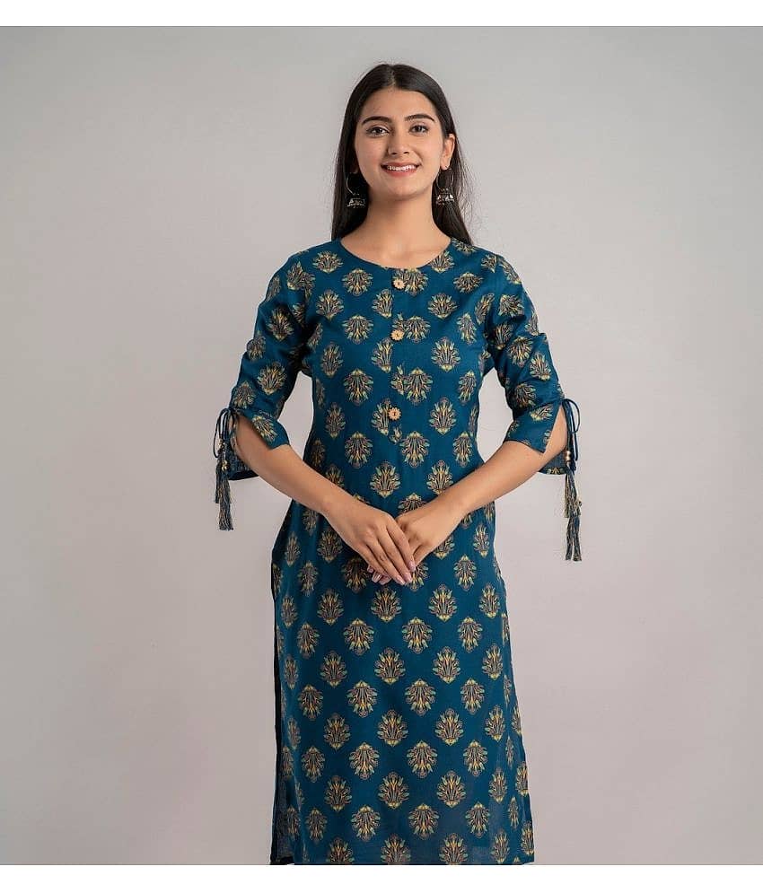 MAUKA - Blue Rayon Women's Straight Kurti ( Pack of 1 )