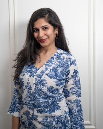 Pure linen Printed Kurta with Pant Set-M