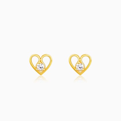 Golden Zircon Studded Heart Earrings
