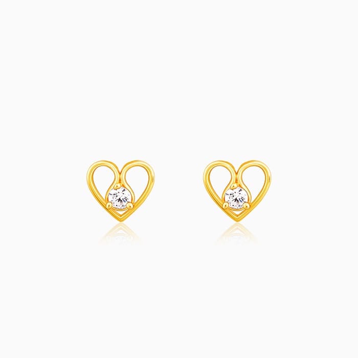Golden Zircon Studded Heart Earrings