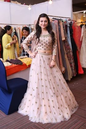 Outstanding Party Wear Cream Color Embroidered Semi-stitched  Lehenga Choli