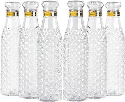 PLastic Water Bottle Set, 1000 ml, 6 Pieces, Crystal Clear, for Home, Office, Gym