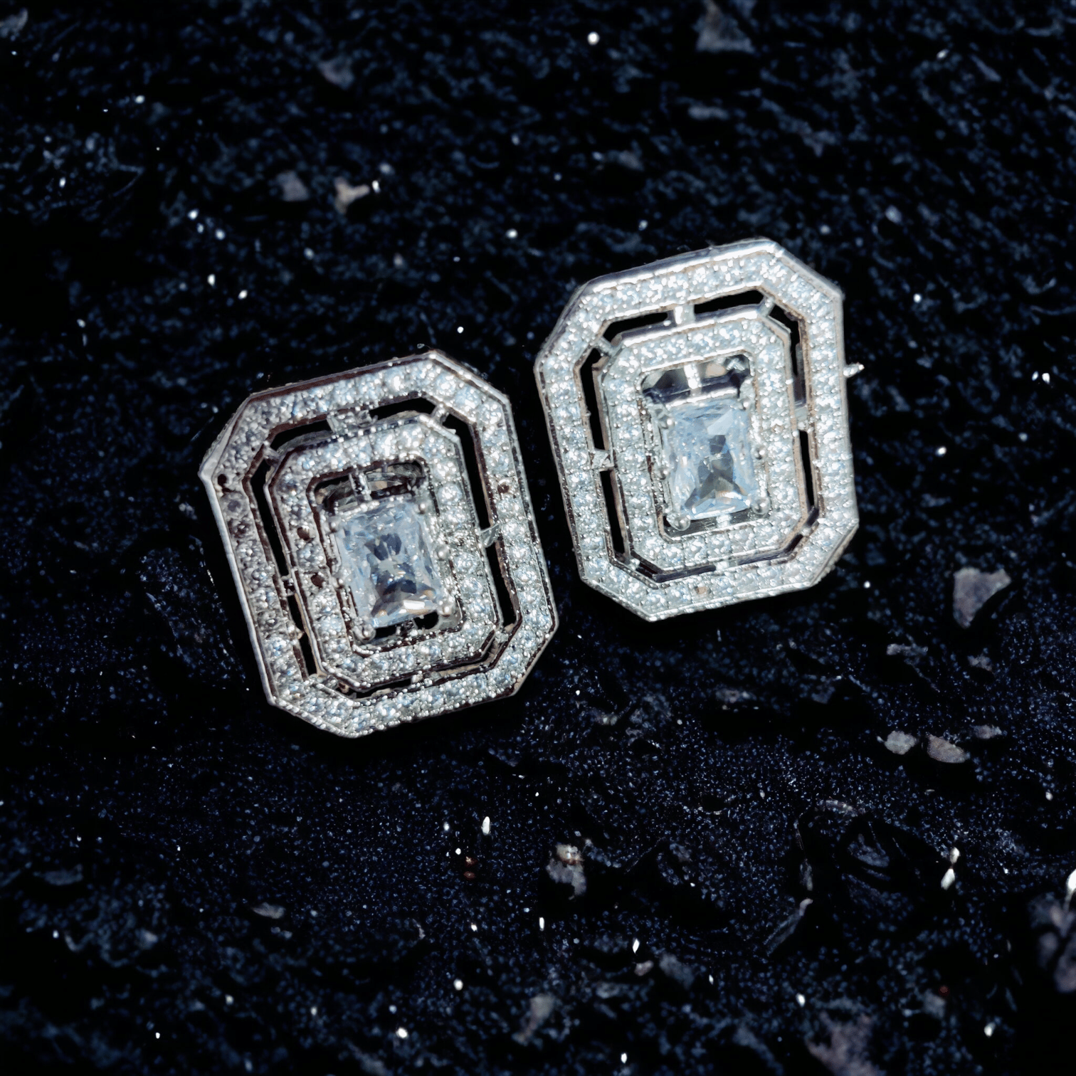 Luminous Stardust Studs-White / Rhodium