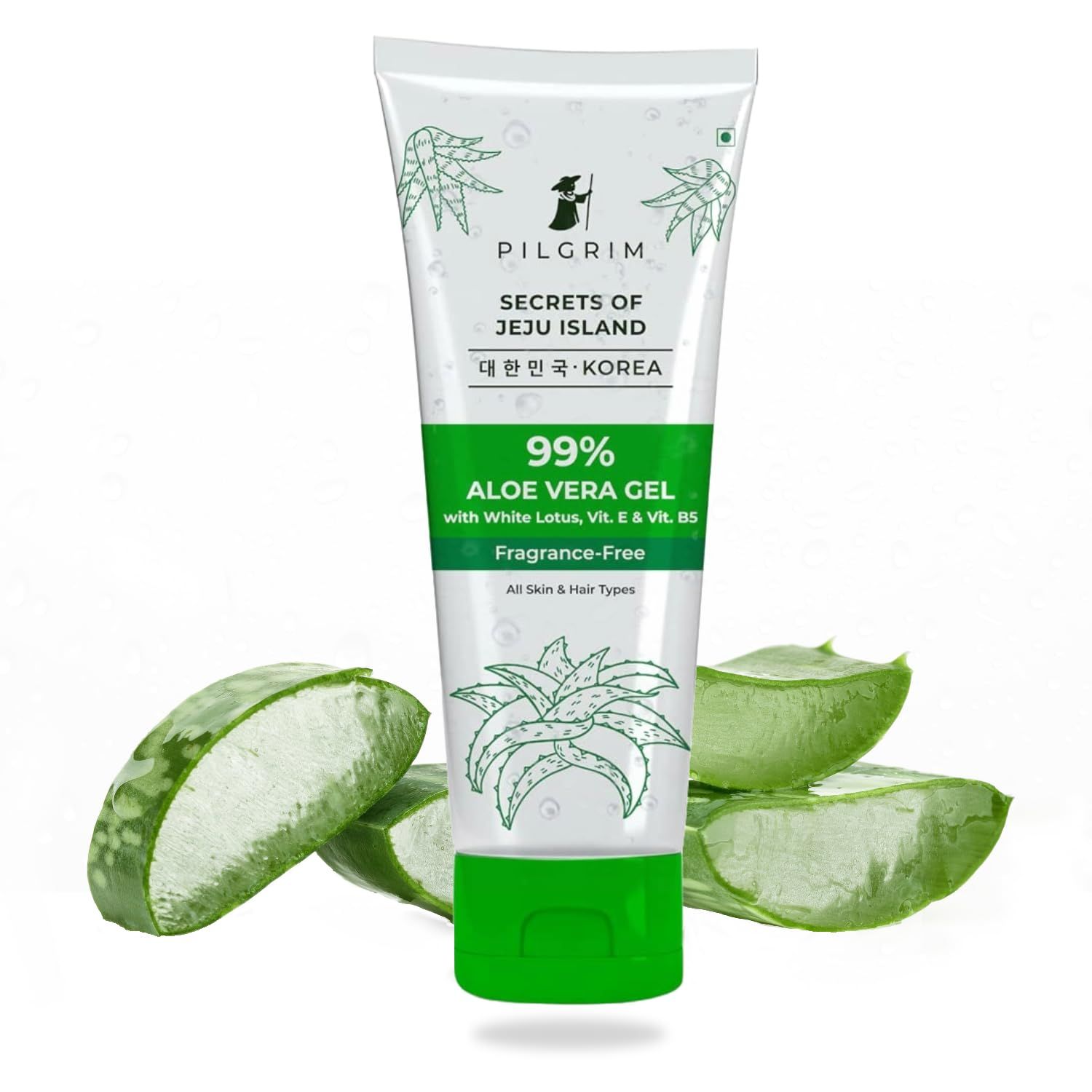 PILGRIM Korean 99% Pure Aloe Vera Gel 200ml with Vitamin E & Vitamin B5 for Face & Hair | Hydrates & Soothes Skin | Conditions & Softens Hair | Free from Parabens, Sulphates, Mineral Oils & Fragrance I For Women and Men PILGRIM Korean 99% Pure Aloe Vera 