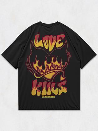 Love Kills Oversized T-Shirt-Black / S