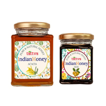 IndianHoney Rajasthan Acacia Honey & Premium & Highly Medicinal Sidr Honey Combo Pack (500gm & 230gm) Rajasthan Acacia & Sidr