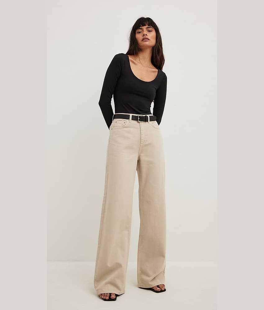 9x denims Women's Baggy Fit High-Rise Jeans ( Cream )
