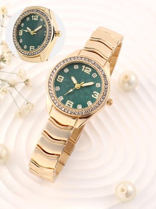 The Arch Chain Round Watch - Emerald Green-Watches