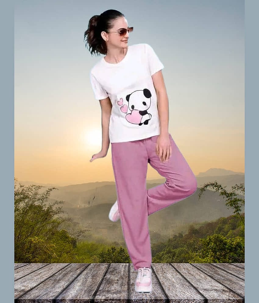 TarrenT HunT Women Printed T-Shirt With Joggers Co-Ord Set ( Pink )