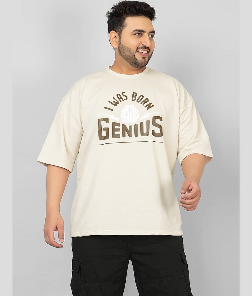 Chkokko Pack of 1 Cotton Blend Oversized Fit Men's T-Shirt ( Khaki )