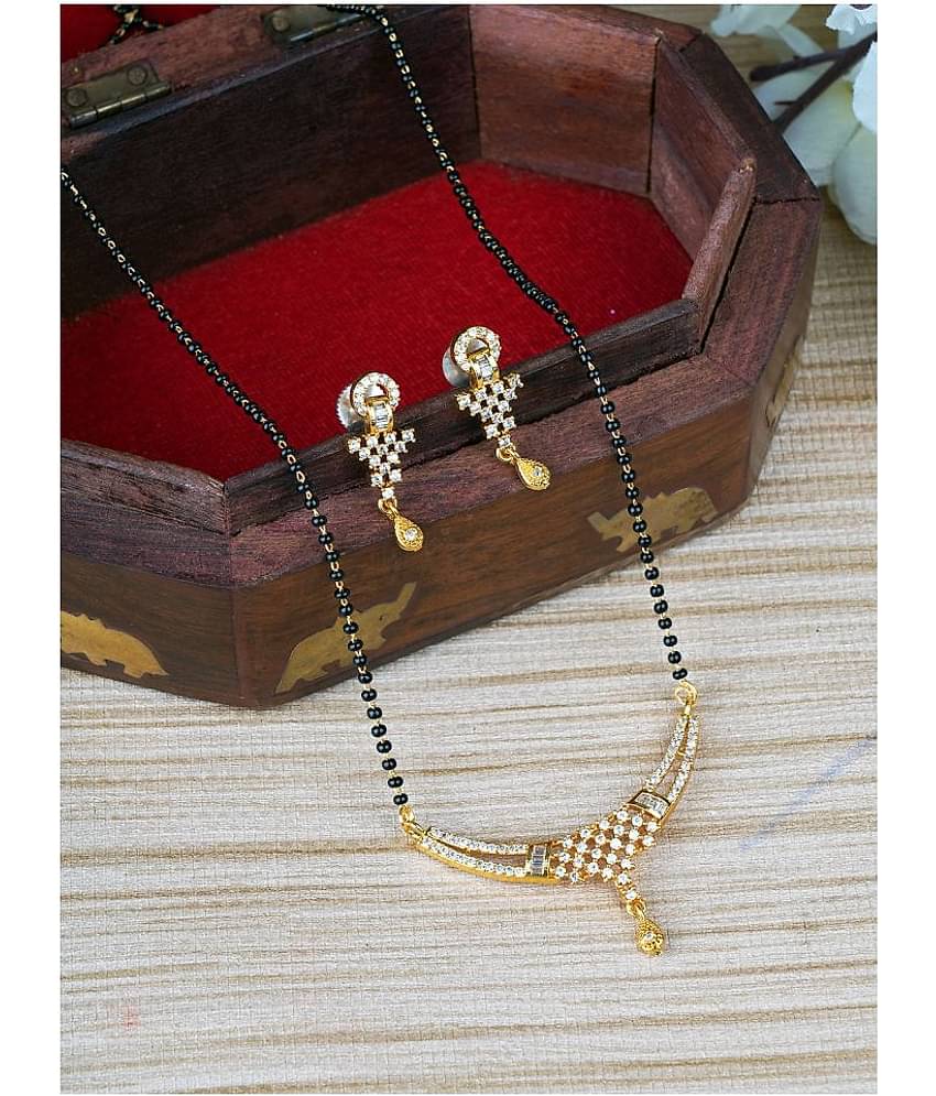 Pujvi Fashions AD Gold Plated Mangalsutra set for womens.