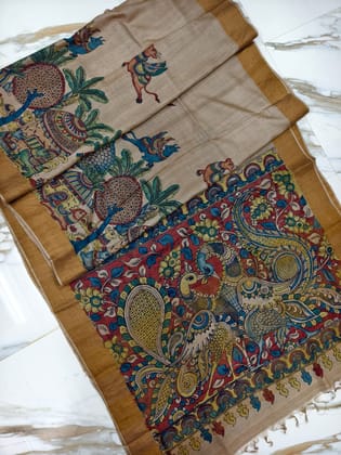 Kalahasti Kalamkari on Tusar Style 13-Tussar