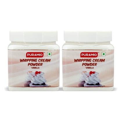 Puramio Whipping Cream Powder - Vanilla, 250 gm Each - Pack of 2