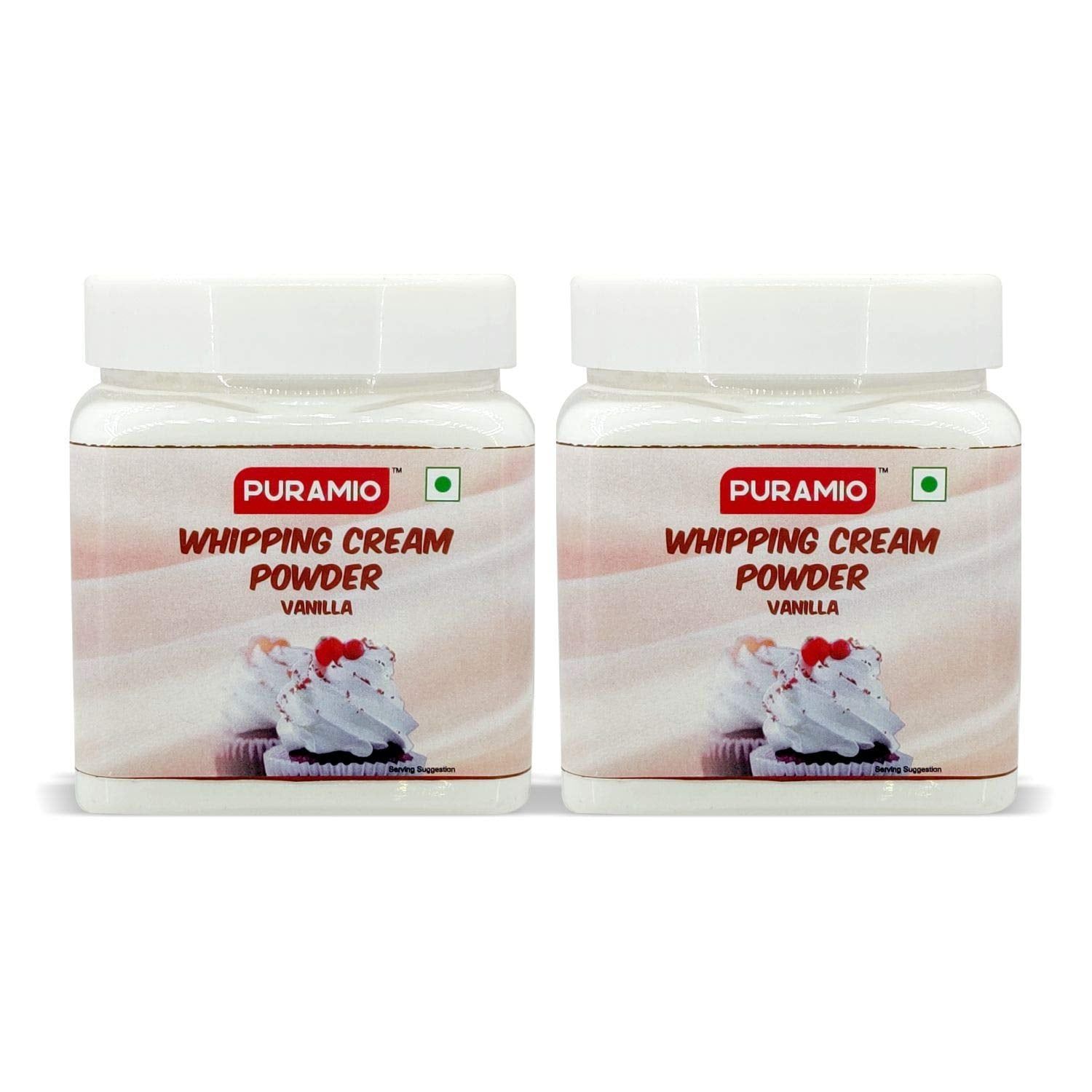 Puramio Whipping Cream Powder - Vanilla, 250 gm Each - Pack of 2
