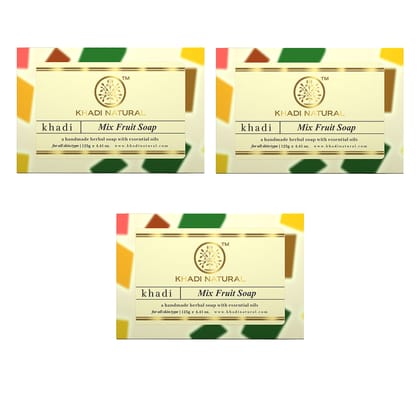 Khadi Natural Mix Fruit Soap Combo Pack Of 3 – 125gm Each Khadi Natural Mix Fruit Soap Combo Pack Of 3 – 125gm Each