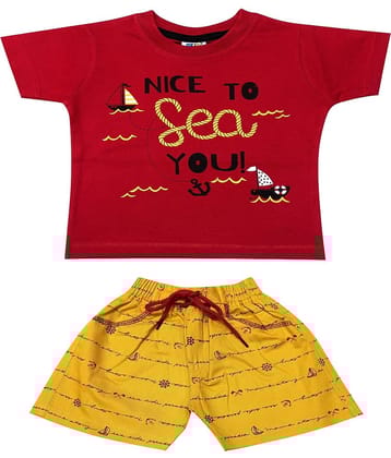Kideon Pack of 1 Baby Boys 100% Cotton Top & Shorts ( Gold )