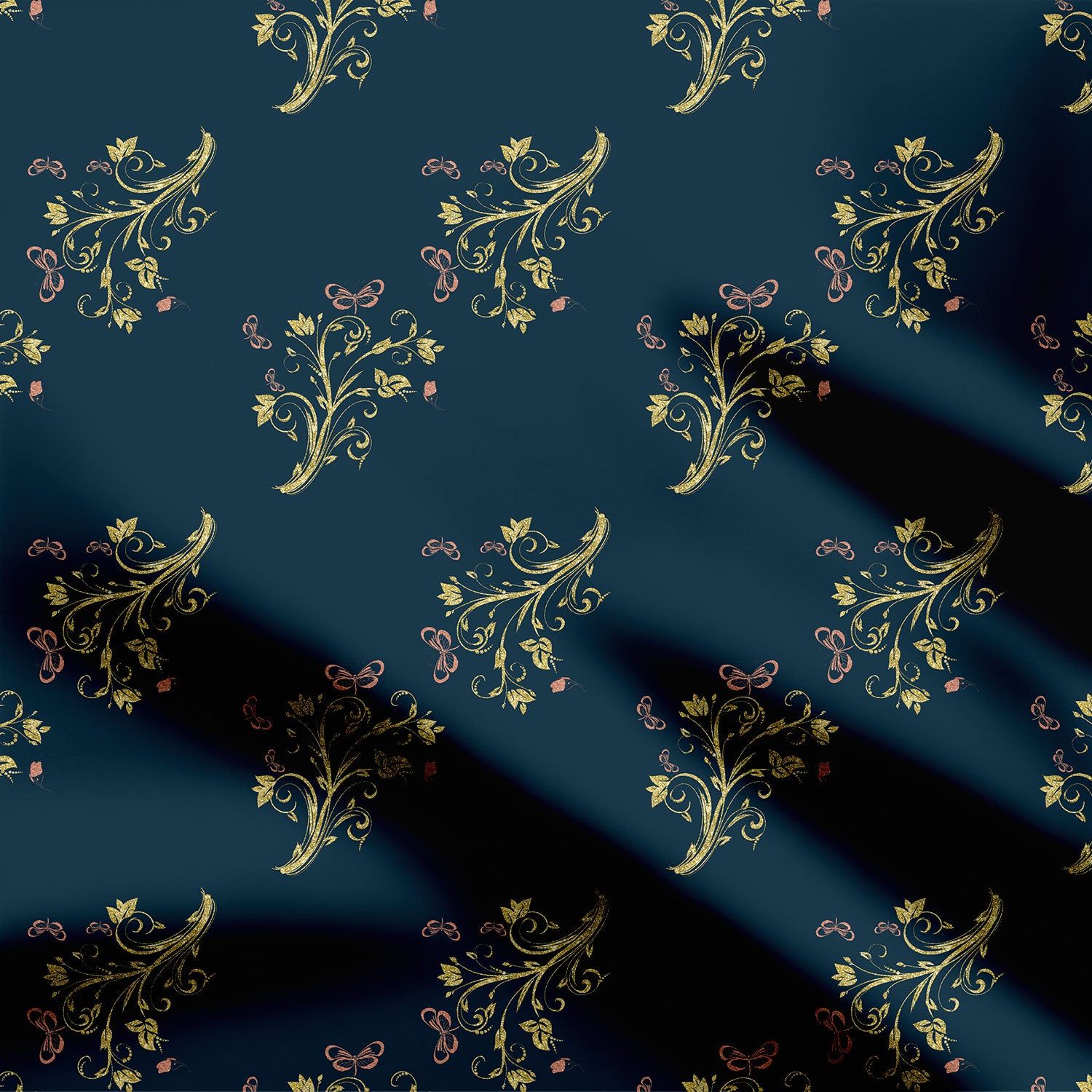 Design Floral Ogee Print Fabric-Cotton