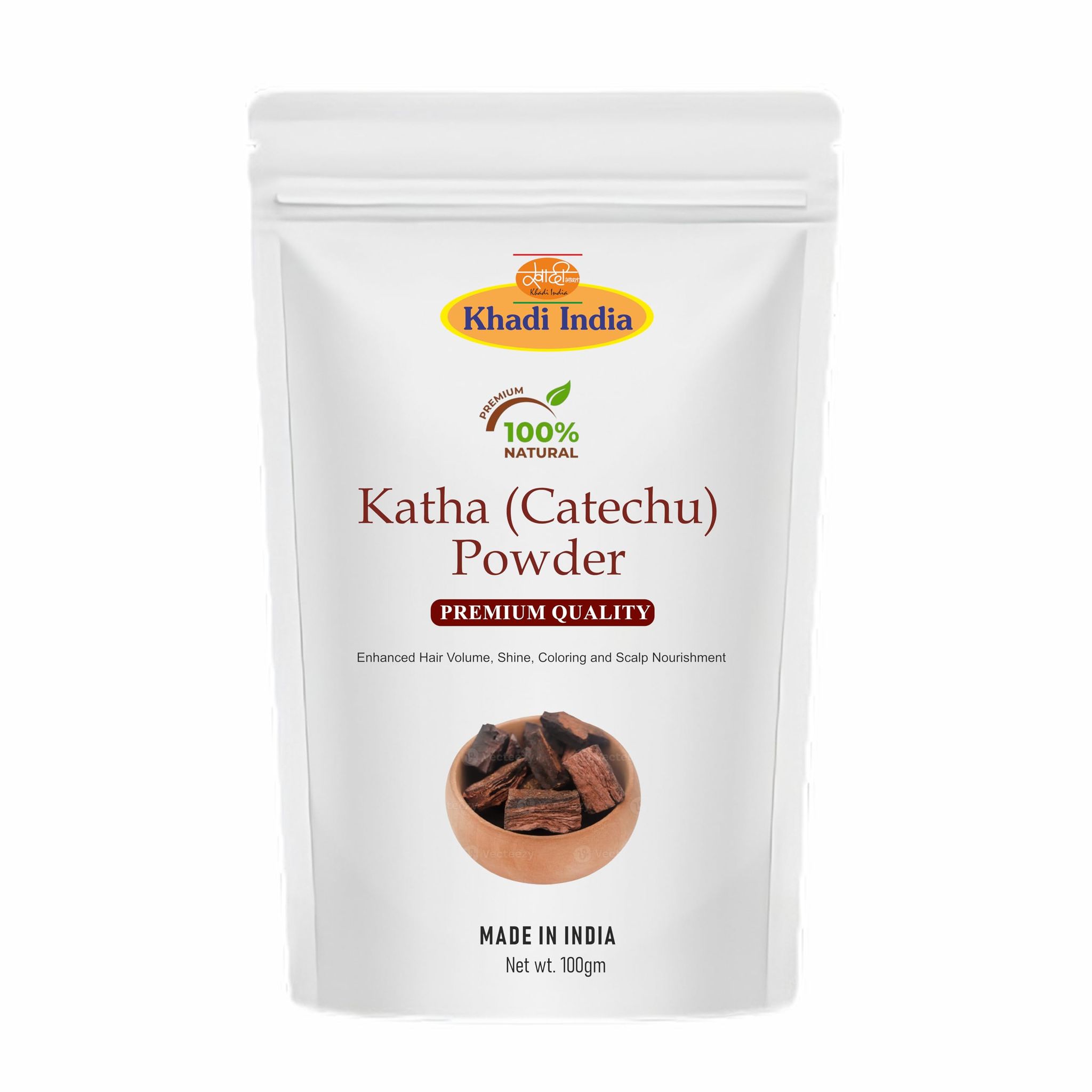 Khadi 100% Pure & Natural Katha Powder for Hair Colour | Fresh Catechu in Zipper Pouch (100gm) Khadi 100% Pure & Natural Katha Powder for Hair Colour | Fresh Catechu in Zipper Pouch (100gm) - Green / 100 g (Pack of 1)