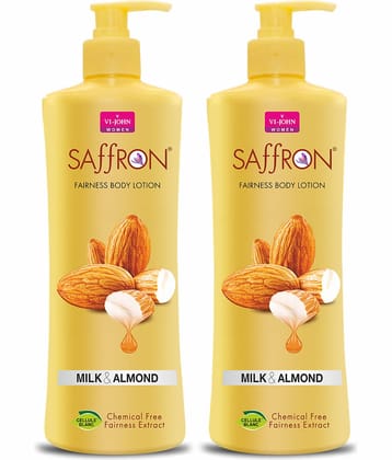 VI-JOHN Saffron Fairness Body Lotion Milk Almond 400ml Each (800ml) - Pack of 2