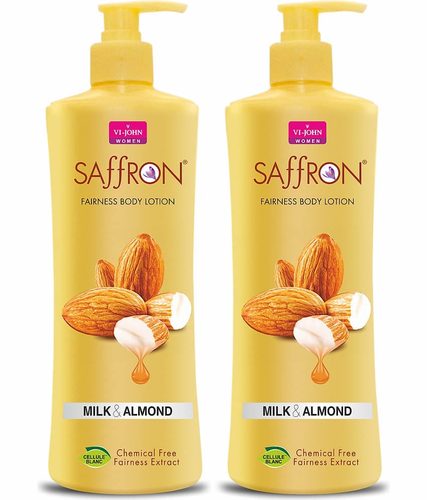 VI-JOHN Saffron Fairness Body Lotion Milk Almond 400ml Each (800ml) - Pack of 2