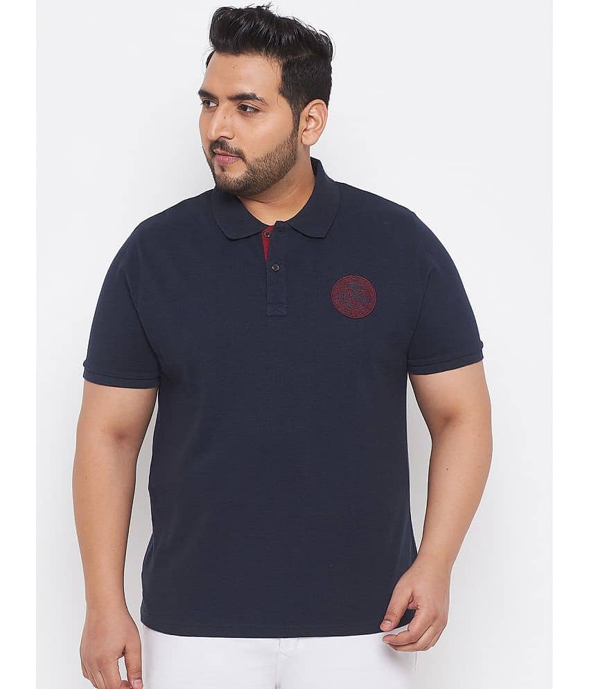 AUSTIVO Pack of 1 Cotton Blend Regular Fit Solid Half Sleeves Men's Polo T Shirt ( Navy )