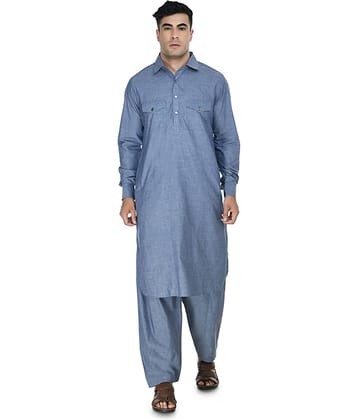 DESIGN TREND Violet Cotton Pathani Suit Pack of 1