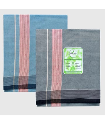 Feather Green - Multicolor Cotton Mens Lungi ( Pack of 2 ) - None