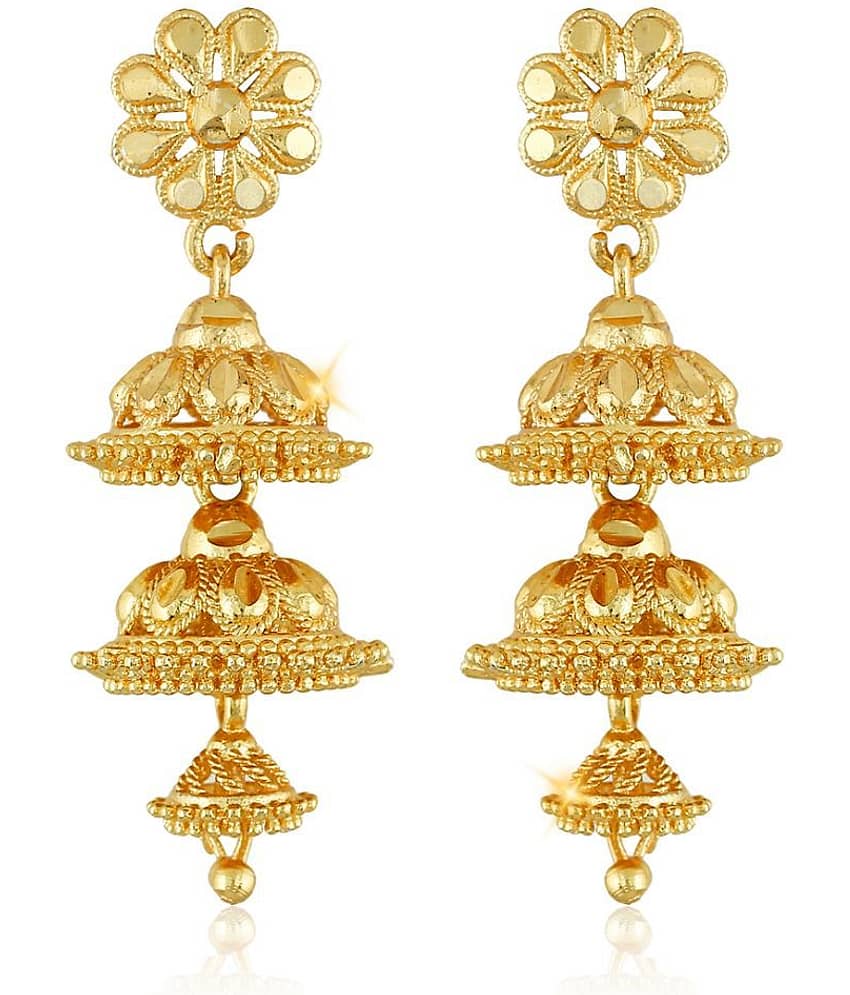 Vighnaharta - Golden Danglers Earrings ( Pack of 1 )