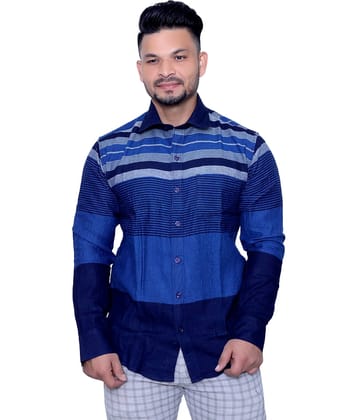 Aish N Ridh Cotton Regular Fit Striped Men's Casual Shirt - Navy ( Pack of 1 )