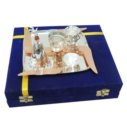 Brass Puja Thali Set With Valvet Box (BMAS270)