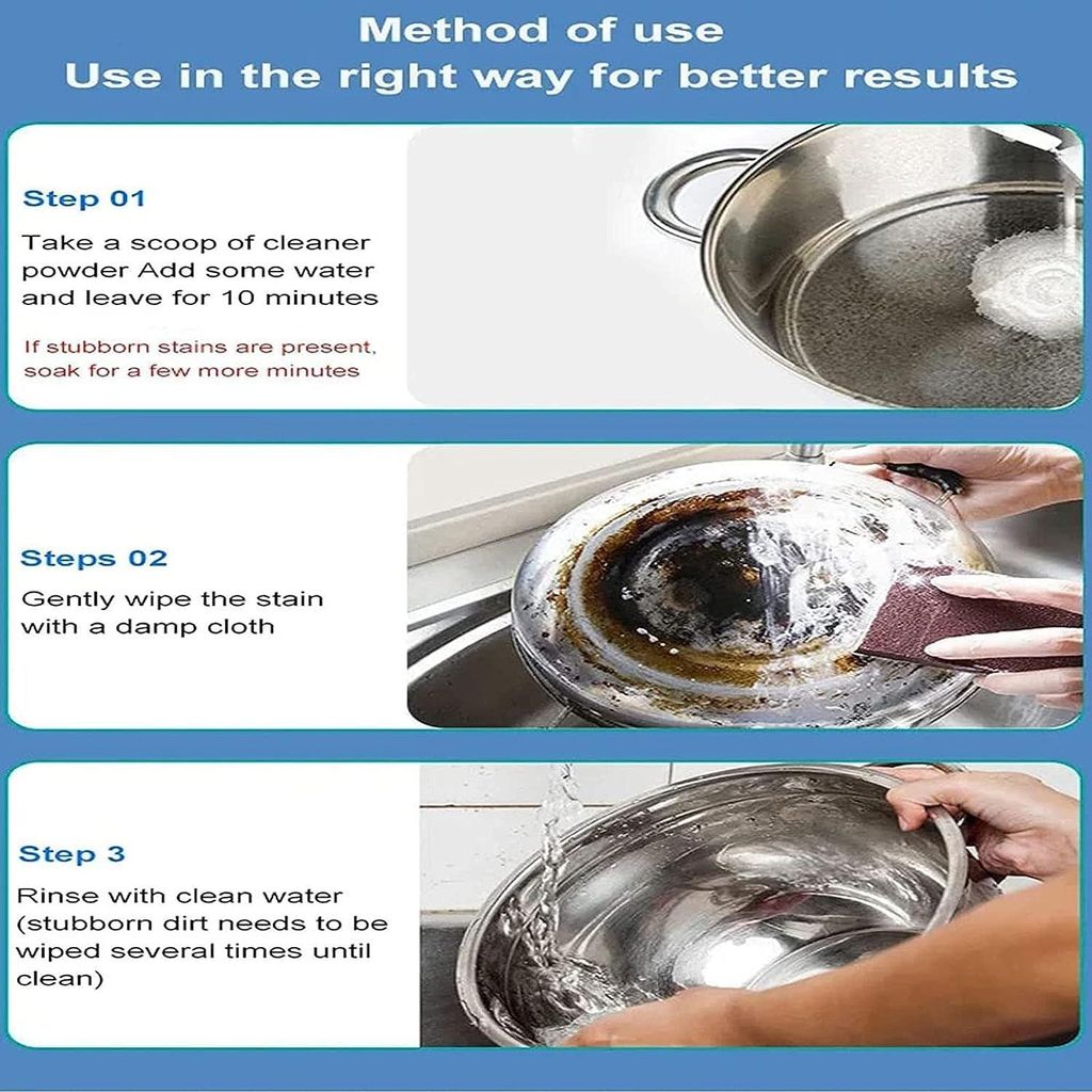 Foam Rust Remover | Powerful Kitchen All-Purpose Cleaning Powder | Kitchenware Cleaning Agent | All-in-One Rust Remover and Foam Cleaner (250 gm)