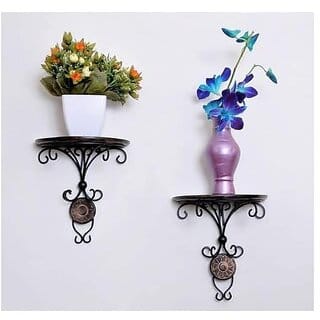 Wood City Craft Wall Bracket/Wall Shelves for Home Decor/Wooden and Iron Wall Mount Bracket