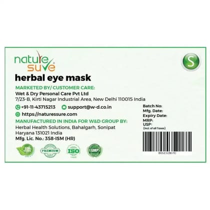 Nature Sure Small Herbal Eye Mask for Digital Eye Strain in Students and Teens