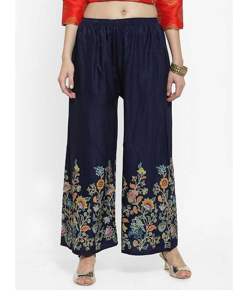 OMAYA Blue Rayon Palazzos - Single